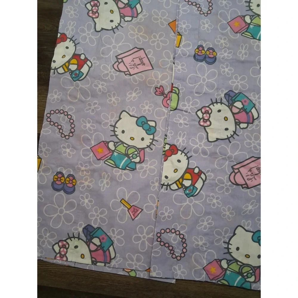 Y2K  2003 Hello Kitty Curtain Valances‎ Purple Flower Set of 2 Shopping Kawaii
